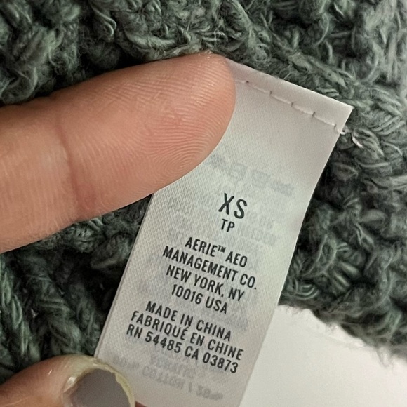 Aerie Open Back Sage Green Knit Sweater Size XS - Picture 4 of 6